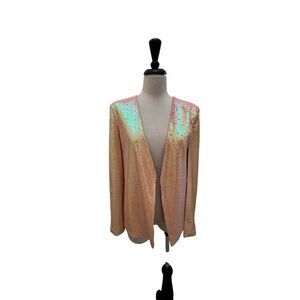 OVI Women's Sparkly Sequin Embellished Cape Blazer Jacket Rose Medium